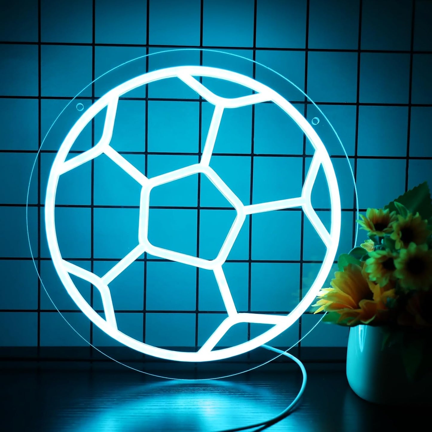 Soccer Ball Neon Sign – LED Sports Wall Light for Kids, Gamers & Fans