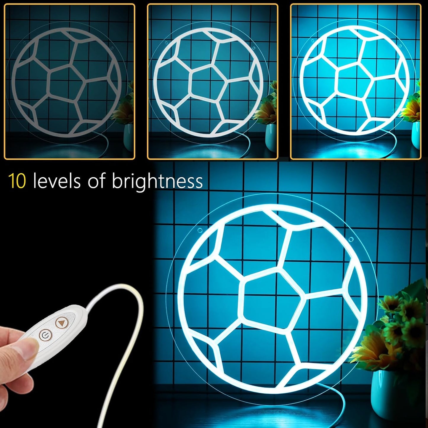 Soccer Ball Neon Sign – LED Sports Wall Light for Kids, Gamers & Fans