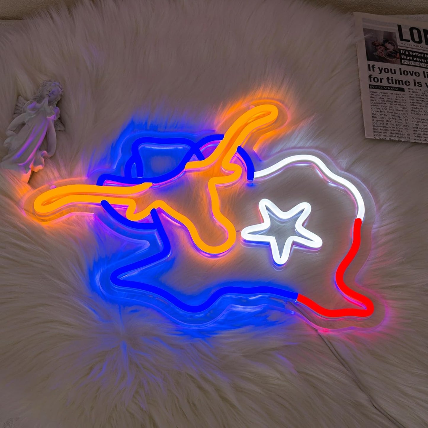 Colorful Texas longhorn bull neon sign in bright LED lights
