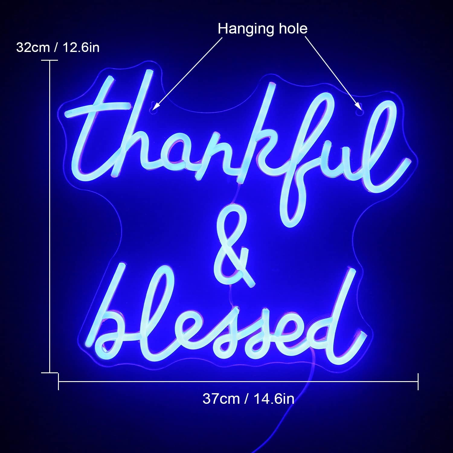 Thankful Blessed" Neon Sign – LED Wall Light for Home & Cozy Room Decor - Deen neon