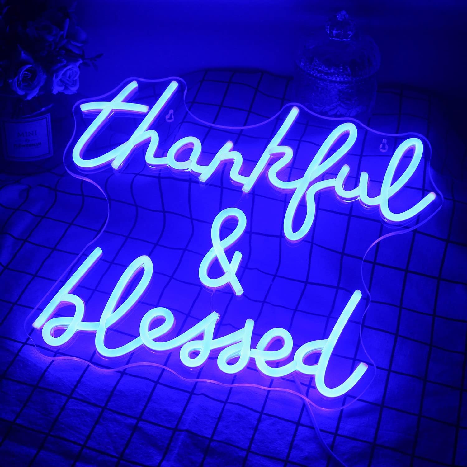 Thankful Blessed" Neon Sign – LED Wall Light for Home & Cozy Room Decor - Deen neon