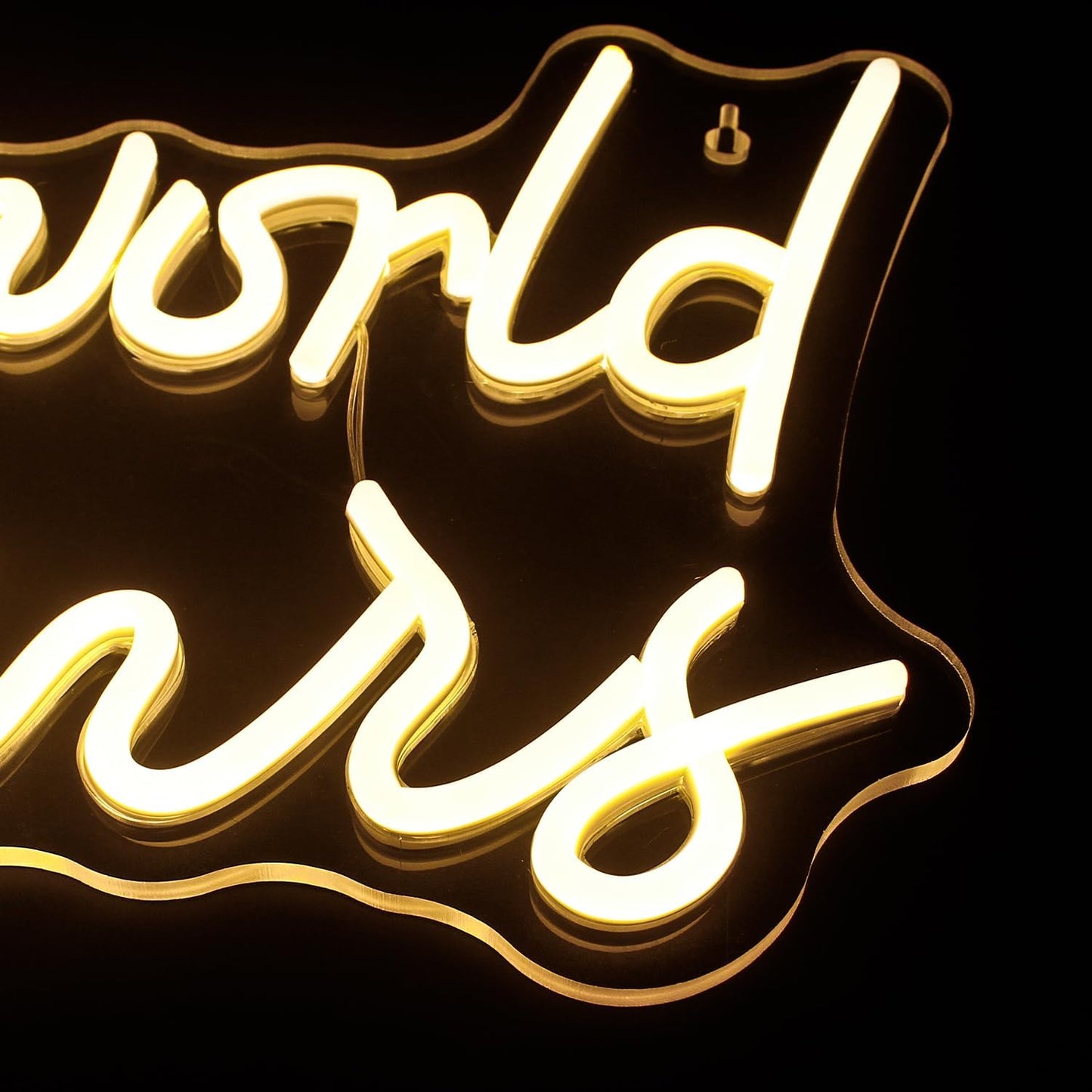 The world is your neon sign in warm white LED light, inspirational wall decor