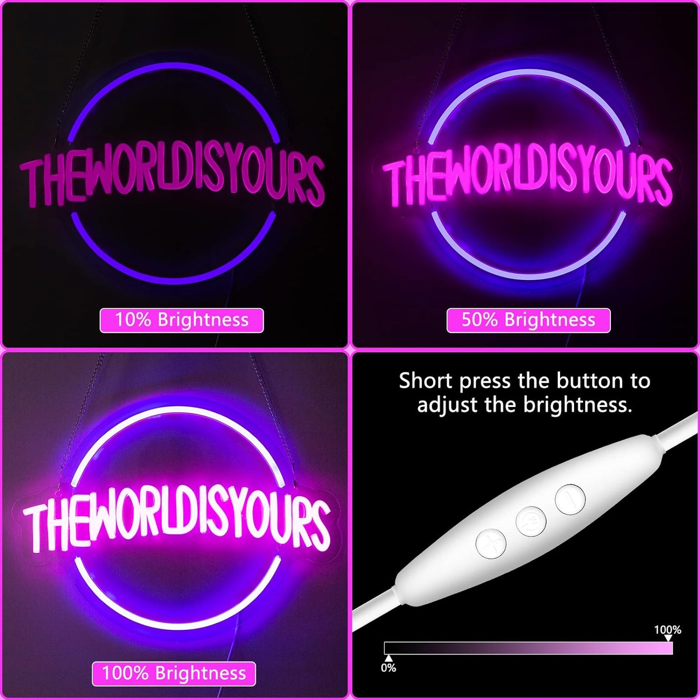 The World Is Yours Globe Neon Sign - LED Wall Light for Home & Business