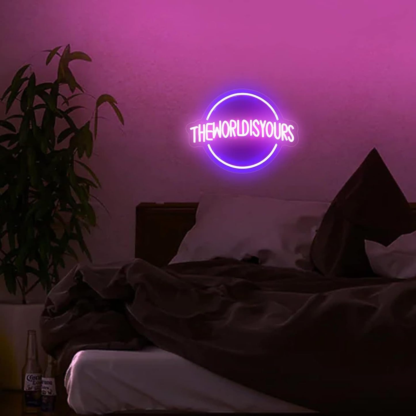 The World Is Yours Globe Neon Sign - LED Wall Light for Home & Business
