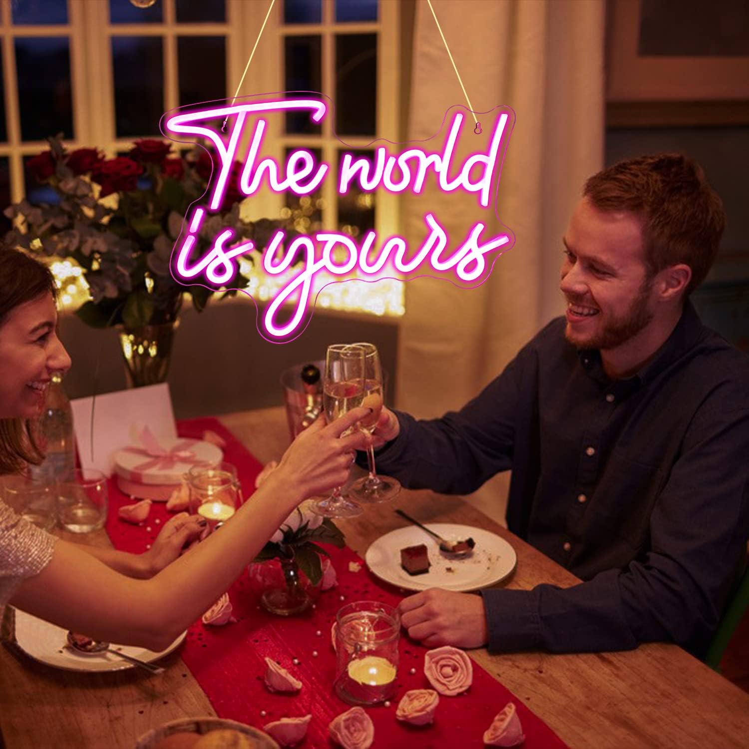 The World Is Yours Neon Sign - Pink LED Light for Inspirational & Aesthetic Decor - Deen neon
