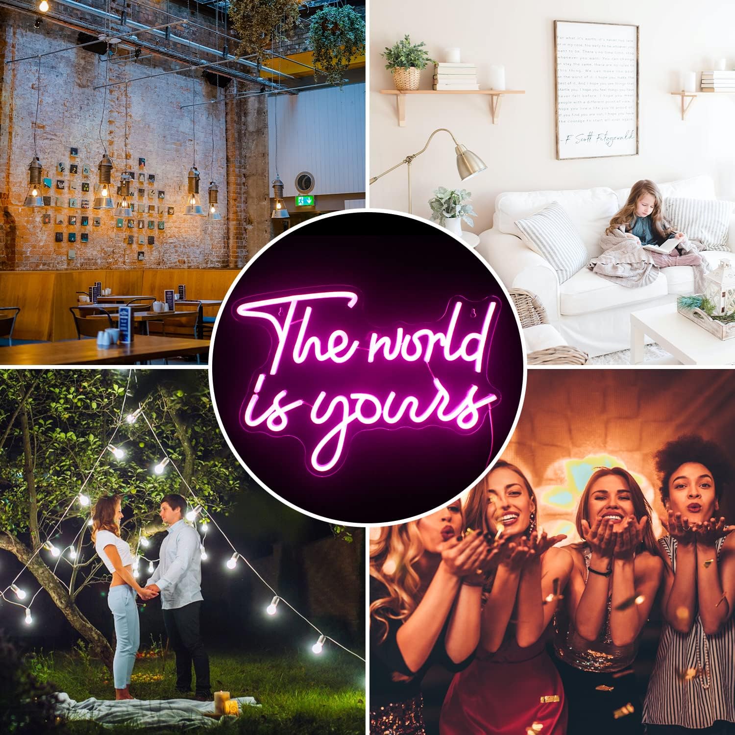 The World Is Yours Neon Sign - Pink LED Light for Inspirational & Aesthetic Decor - Deen neon