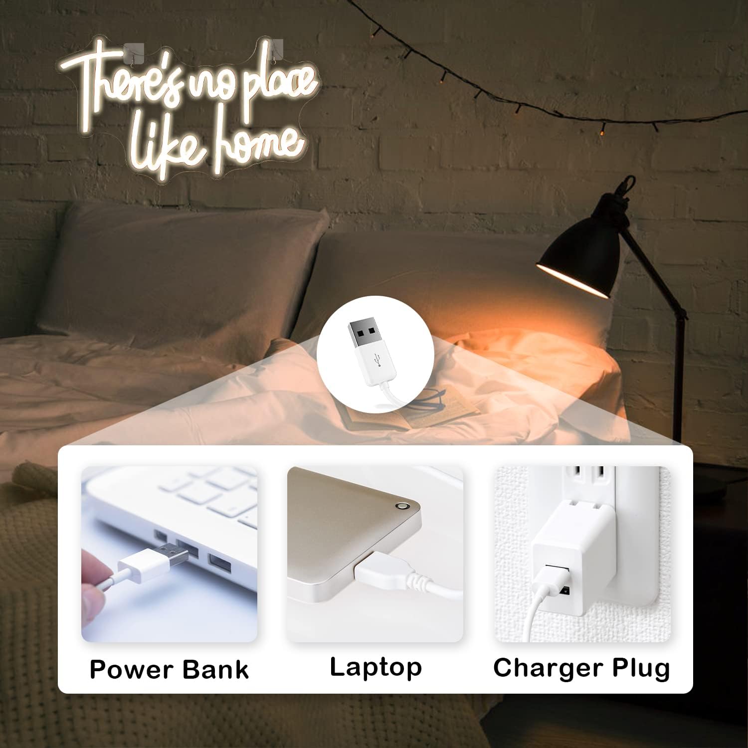 There is No Place Like Home Neon Sign - LED Wall Light for Home Decor, Living Room & Bedroom - Deen neon