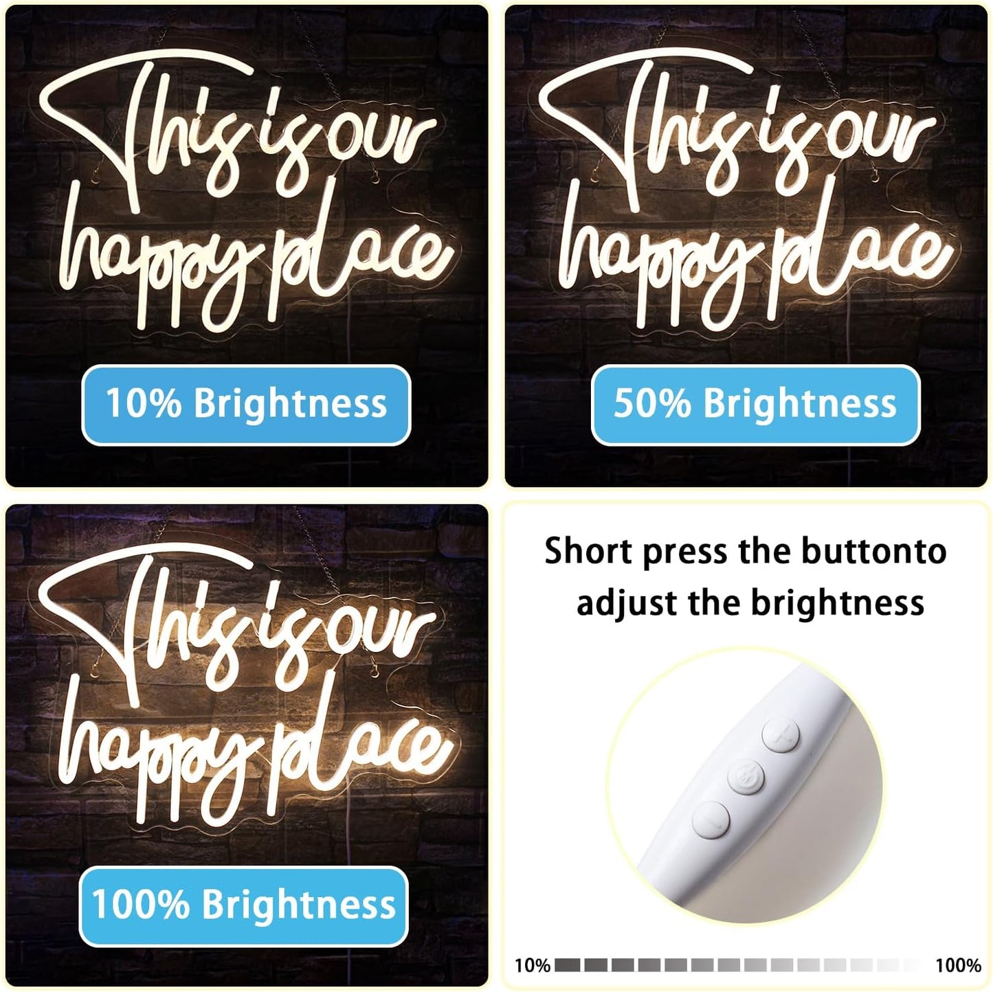 This Is Our Happy Place Neon Sign - LED Wall Light for Cozy Home & Cafe Decor