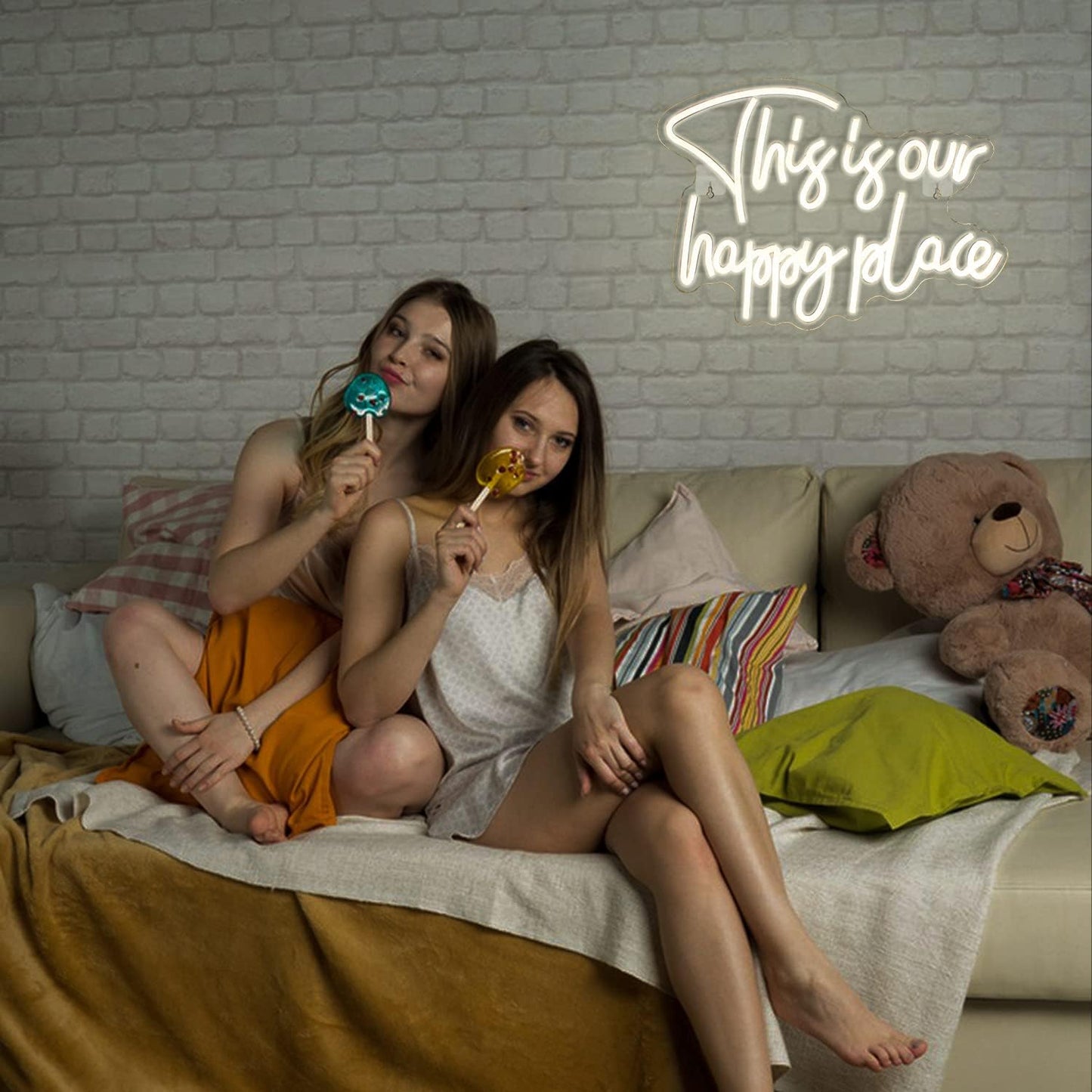 This Is Our Happy Place Neon Sign - LED Wall Light for Cozy Home & Cafe Decor