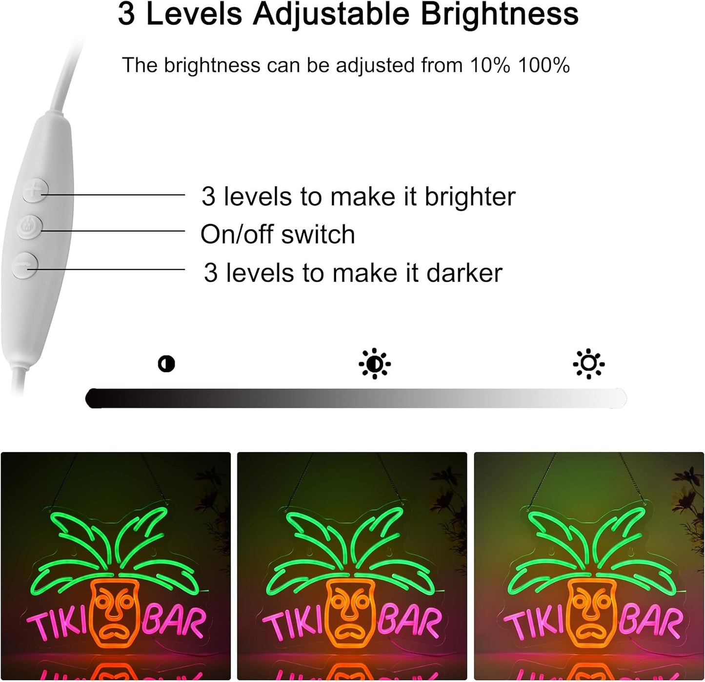 TIKI BAR neon sign with LED light – tropical decor for bar, home or beach party