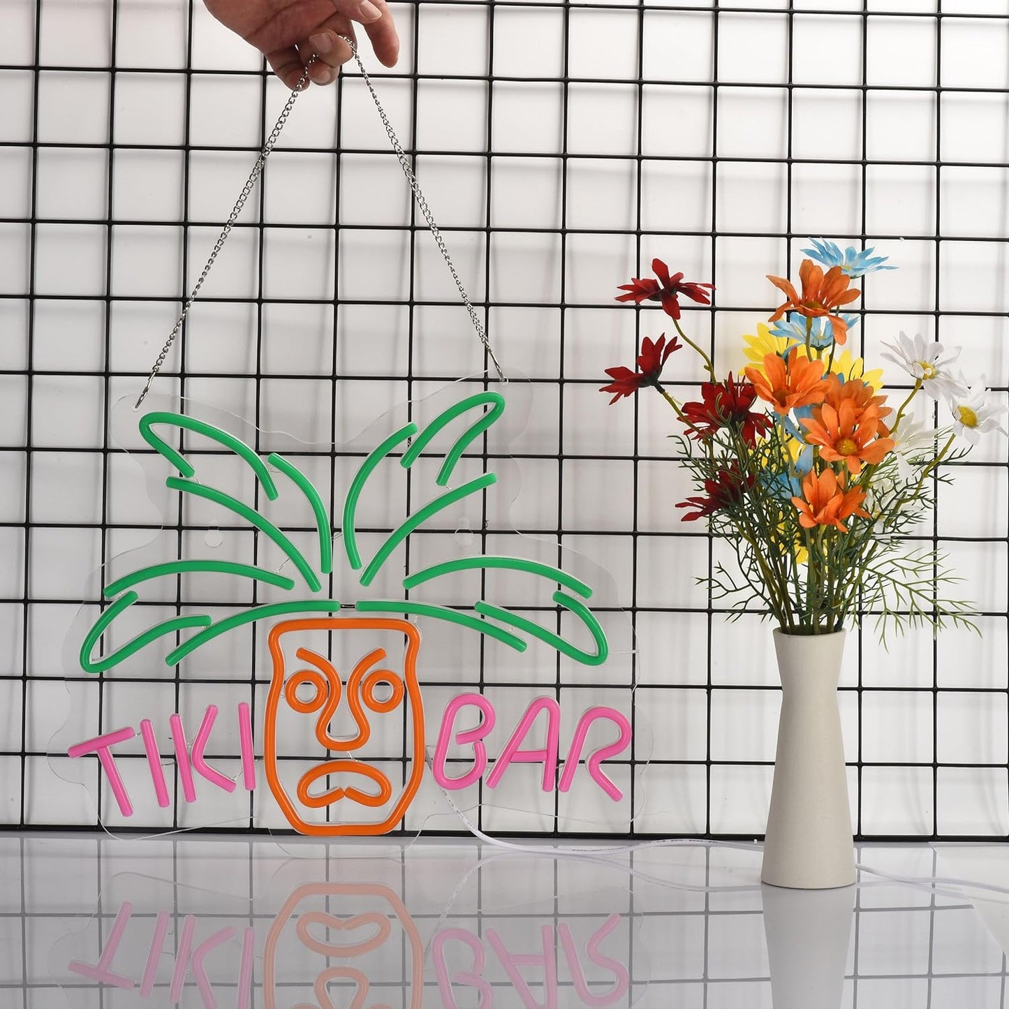 TIKI BAR neon sign with LED light – tropical decor for bar, home or beach party