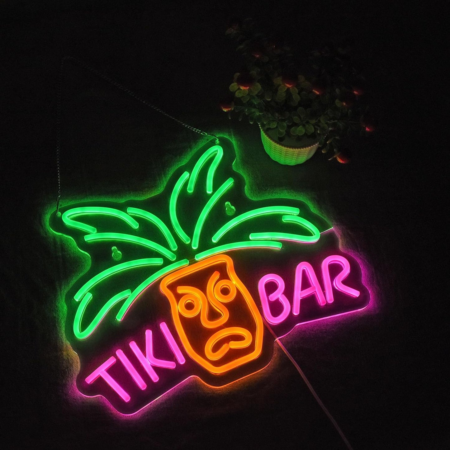TIKI BAR neon sign with LED light – tropical decor for bar, home or beach party