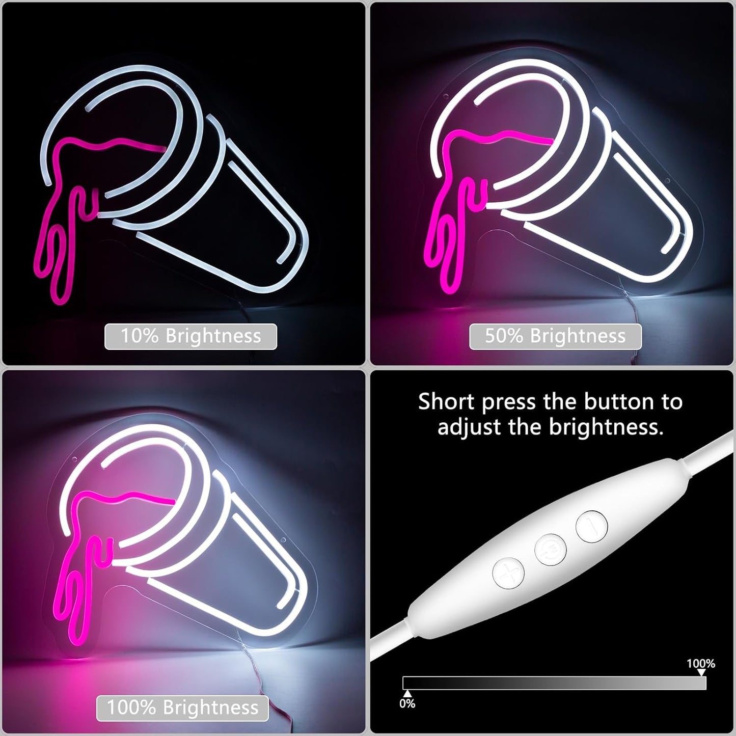 Tilted Water Cup Neon Sign - LED Wall Light for Bars, Cafes & Home Decor