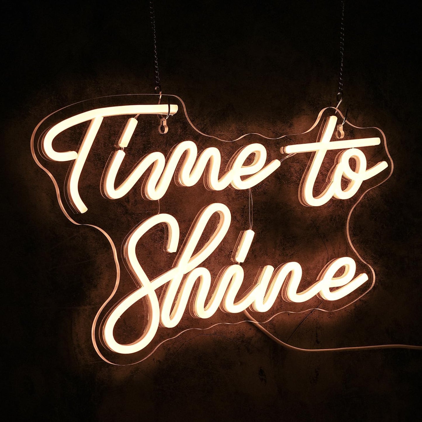 Time to Shine neon sign in LED – pink motivational wall light for home or office