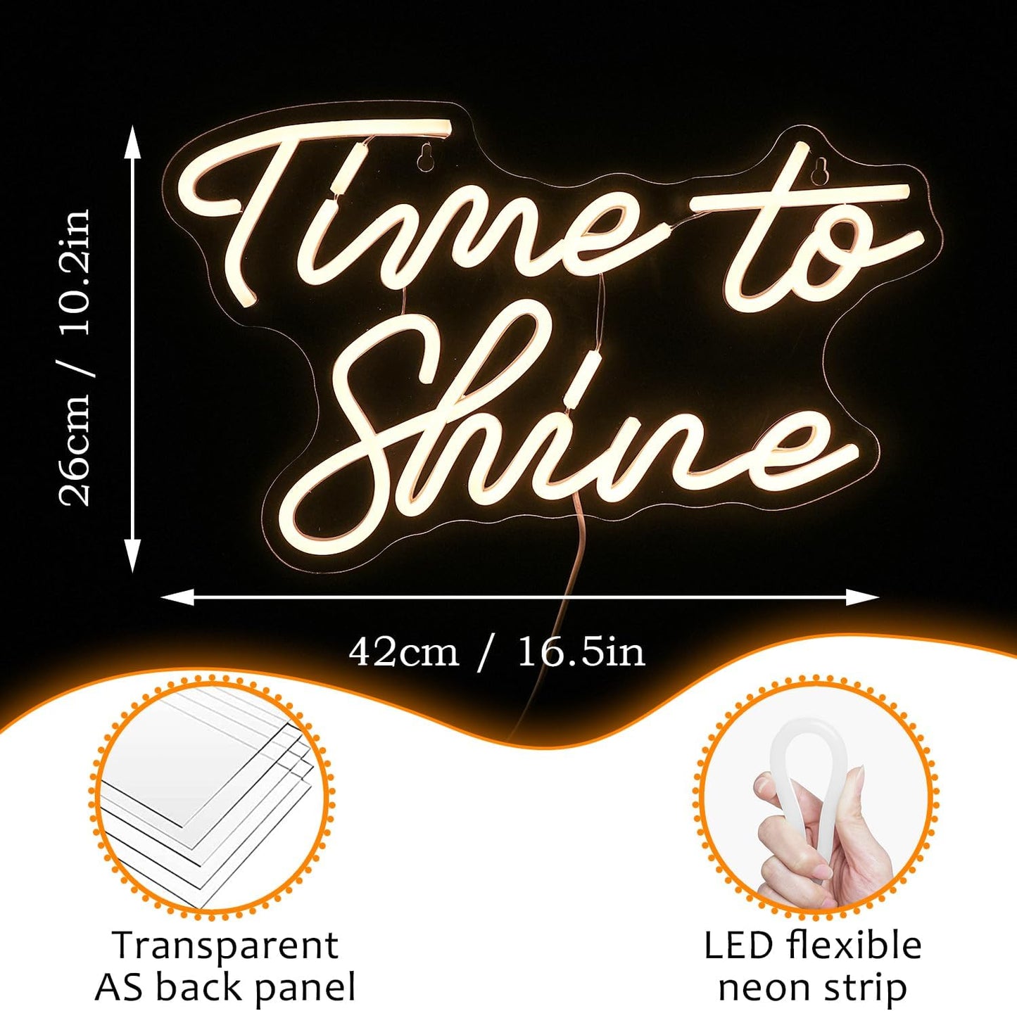 Time to Shine neon sign in LED – pink motivational wall light for home or office