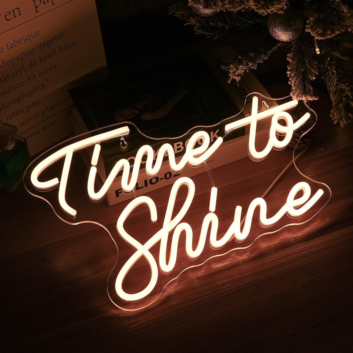 Time to Shine neon sign in LED – pink motivational wall light for home or office