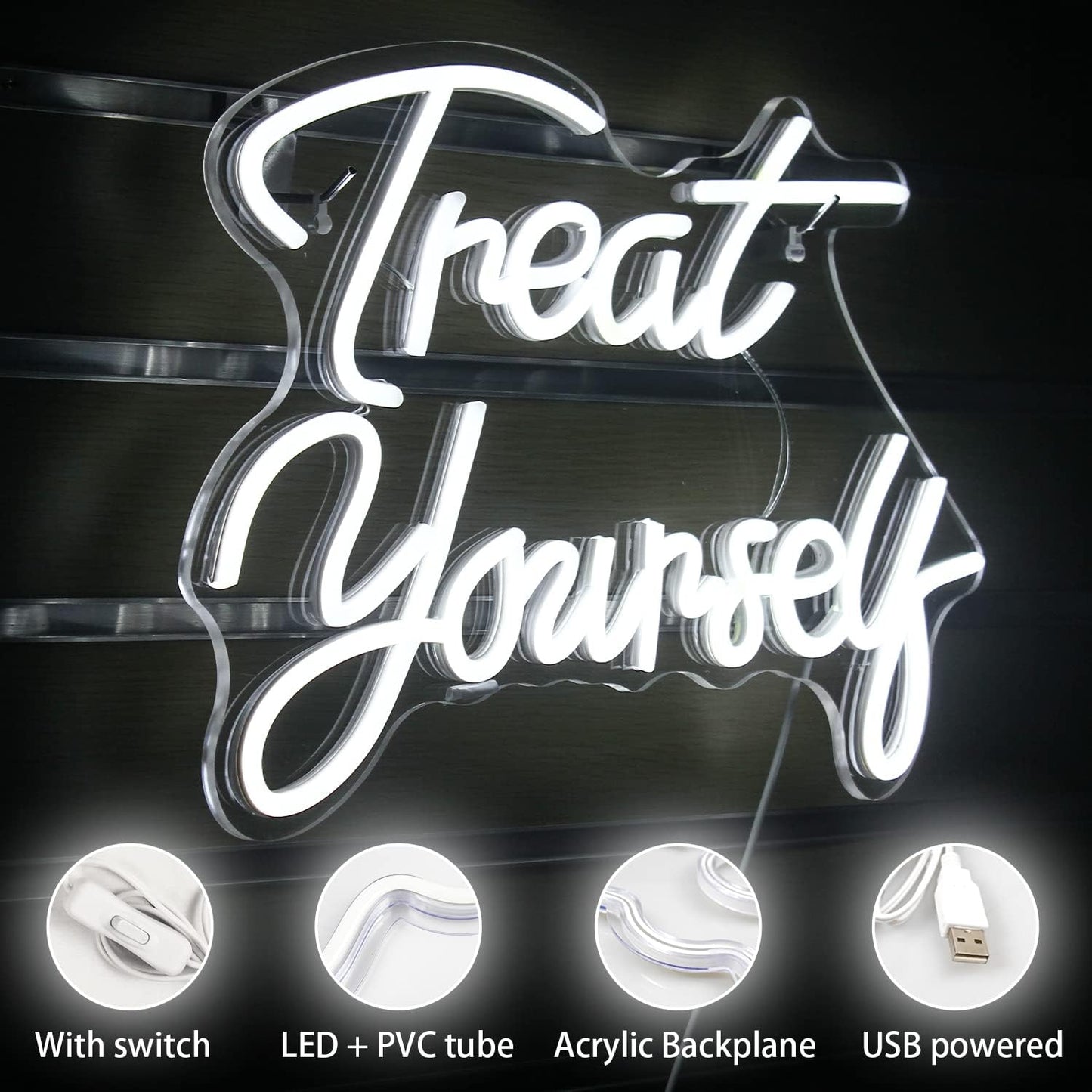 Treat Yourself" Neon Sign – LED Wall Light for Self-Care, Bedroom & Beauty Spaces - Deen neon
