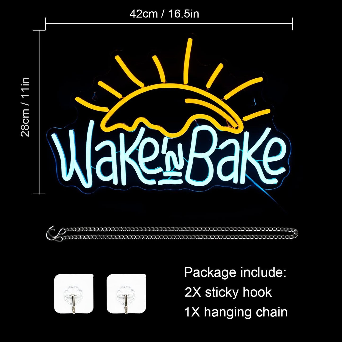 🌞 Wake and Bake Neon Sign – LED Wall Art for Kitchen, Café, and Bar - Deen neon
