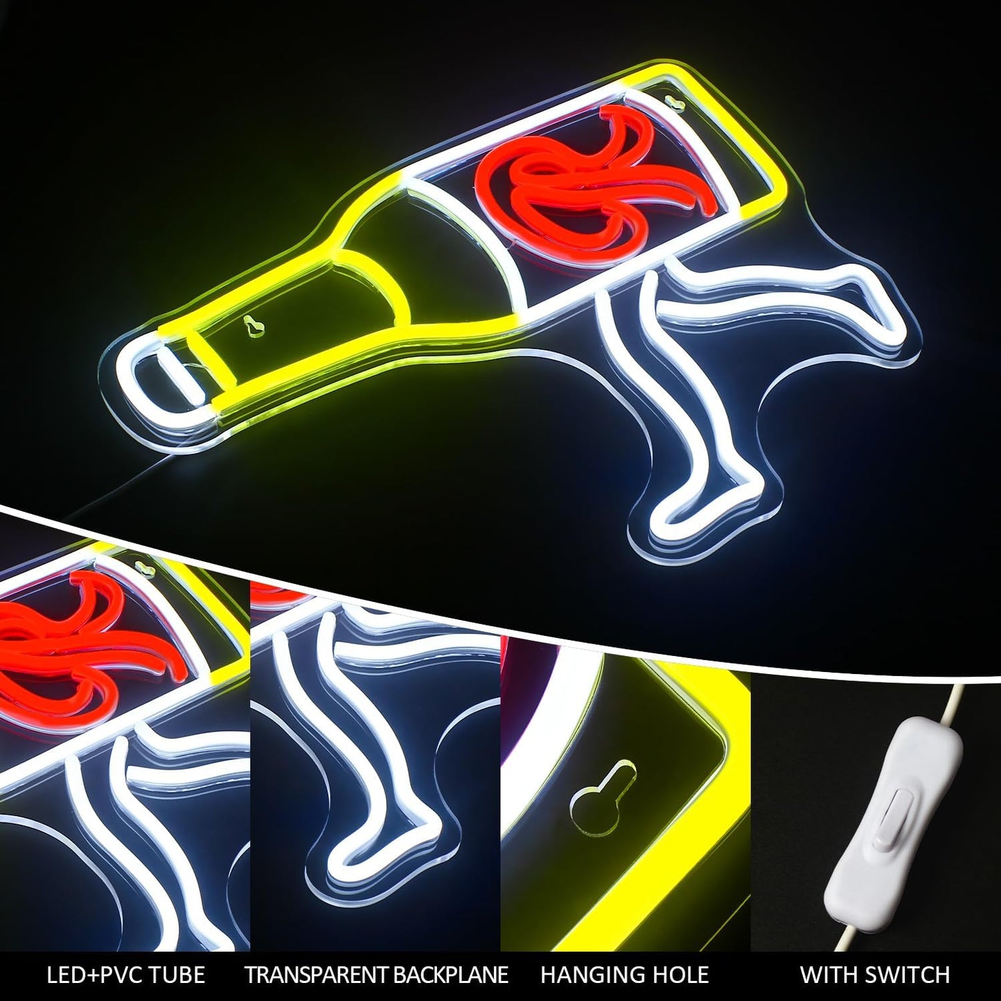 Funny Walking Beer Bottle Neon Sign – LED Wall Light for Bars, Man Caves & Game Rooms