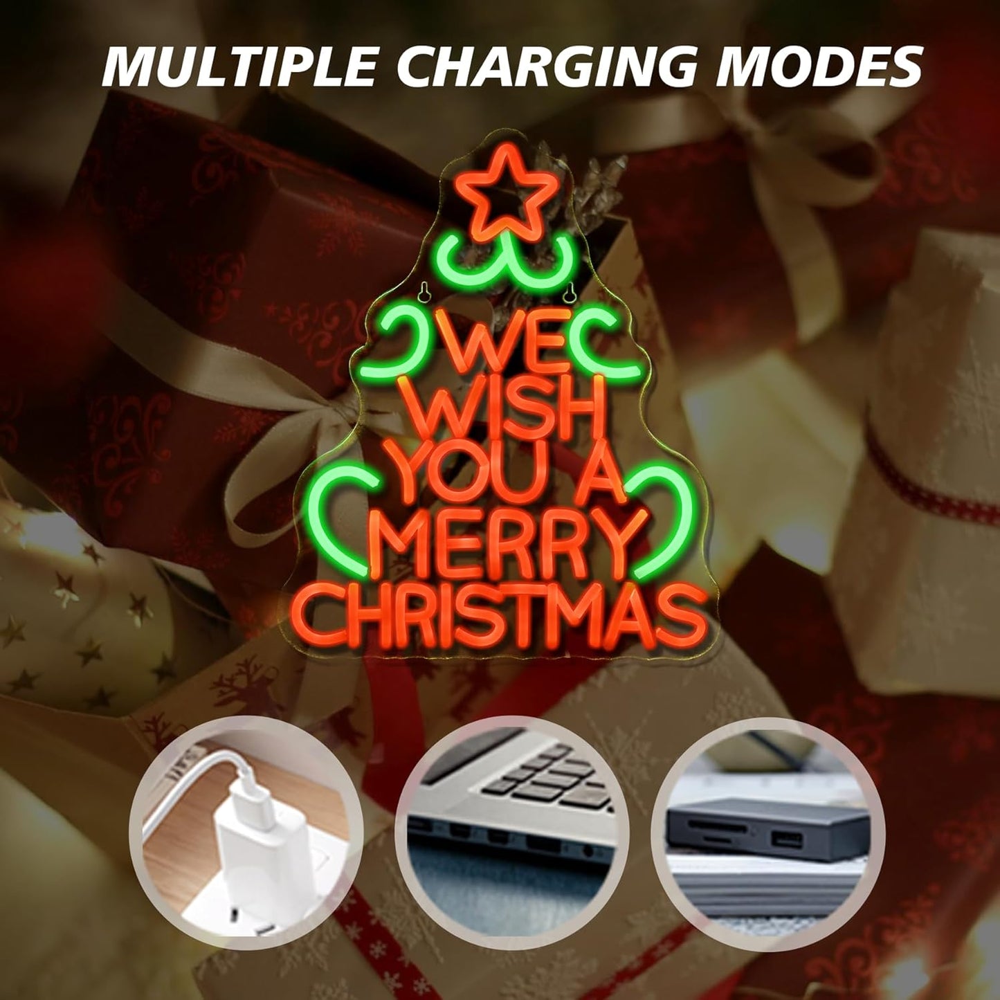 We Wish You a Merry Christmas Tree LED Neon Sign - Holiday Decor & Gift - Deen neon