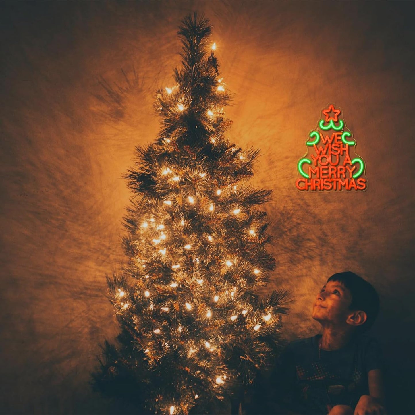 We Wish You a Merry Christmas Tree LED Neon Sign - Holiday Decor & Gift - Deen neon