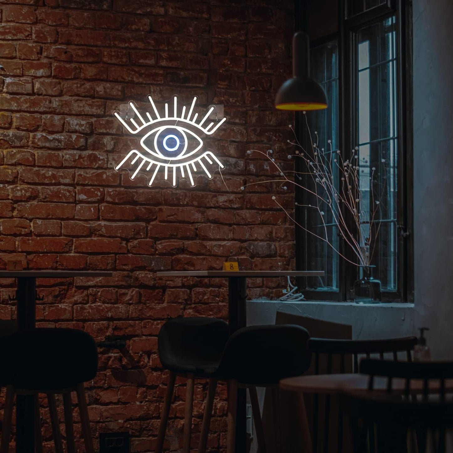 White Eye Neon Sign - LED Wall Hanging Light for Home, Bar, and Aesthetic Decor - Deen neon