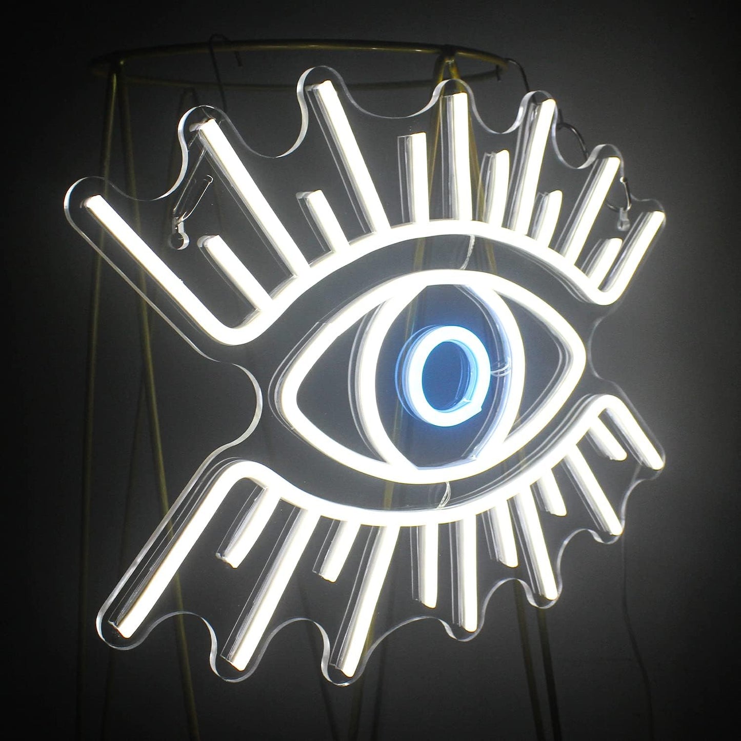 White Eye Neon Sign - LED Wall Hanging Light for Home, Bar, and Aesthetic Decor - Deen neon