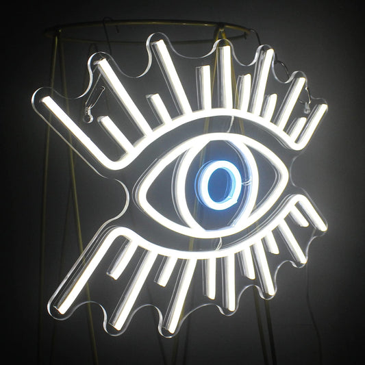 White Eye Neon Sign - LED Wall Hanging Light for Home, Bar, and Aesthetic Decor - Deen neon