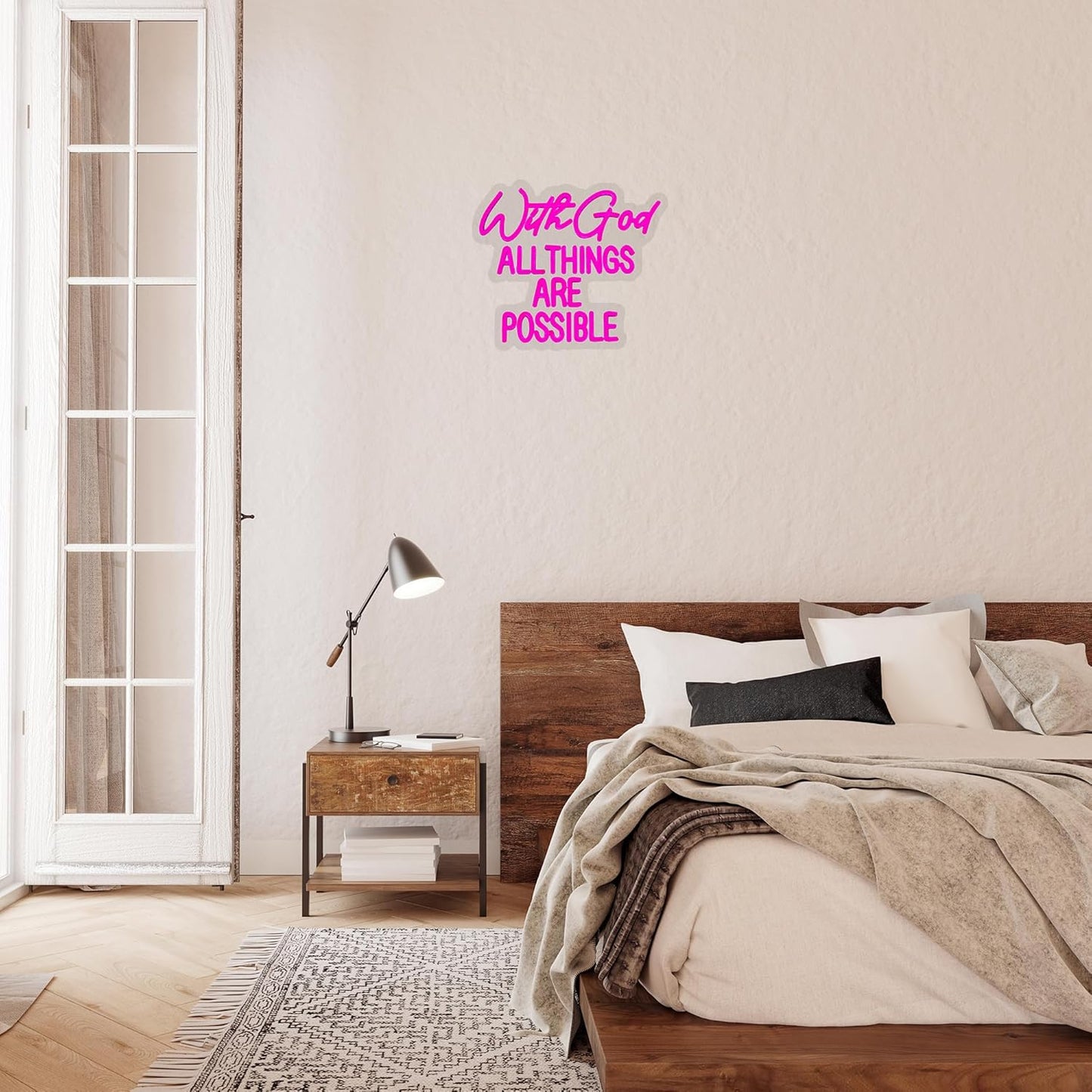With God All Things Are Possible LED neon sign wall decor for Christians