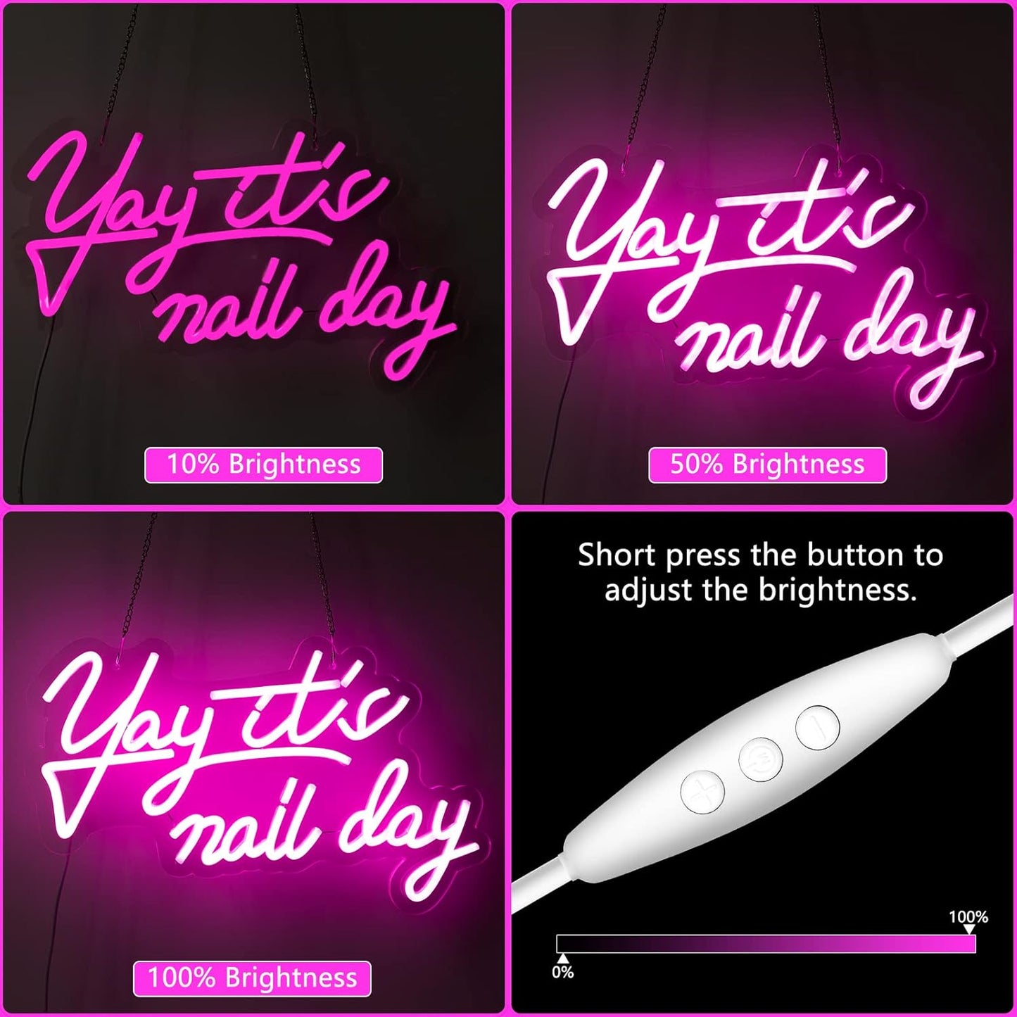 YAY IT’S NAIL DAY Neon Sign - LED Wall Decor for Nail Salons & Beauty Studios