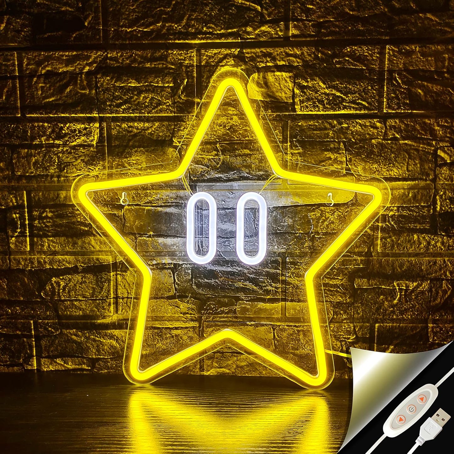 Yellow Star Neon Sign - LED Wall Light for Gaming Room & Kids' Room Decor - Deen neon