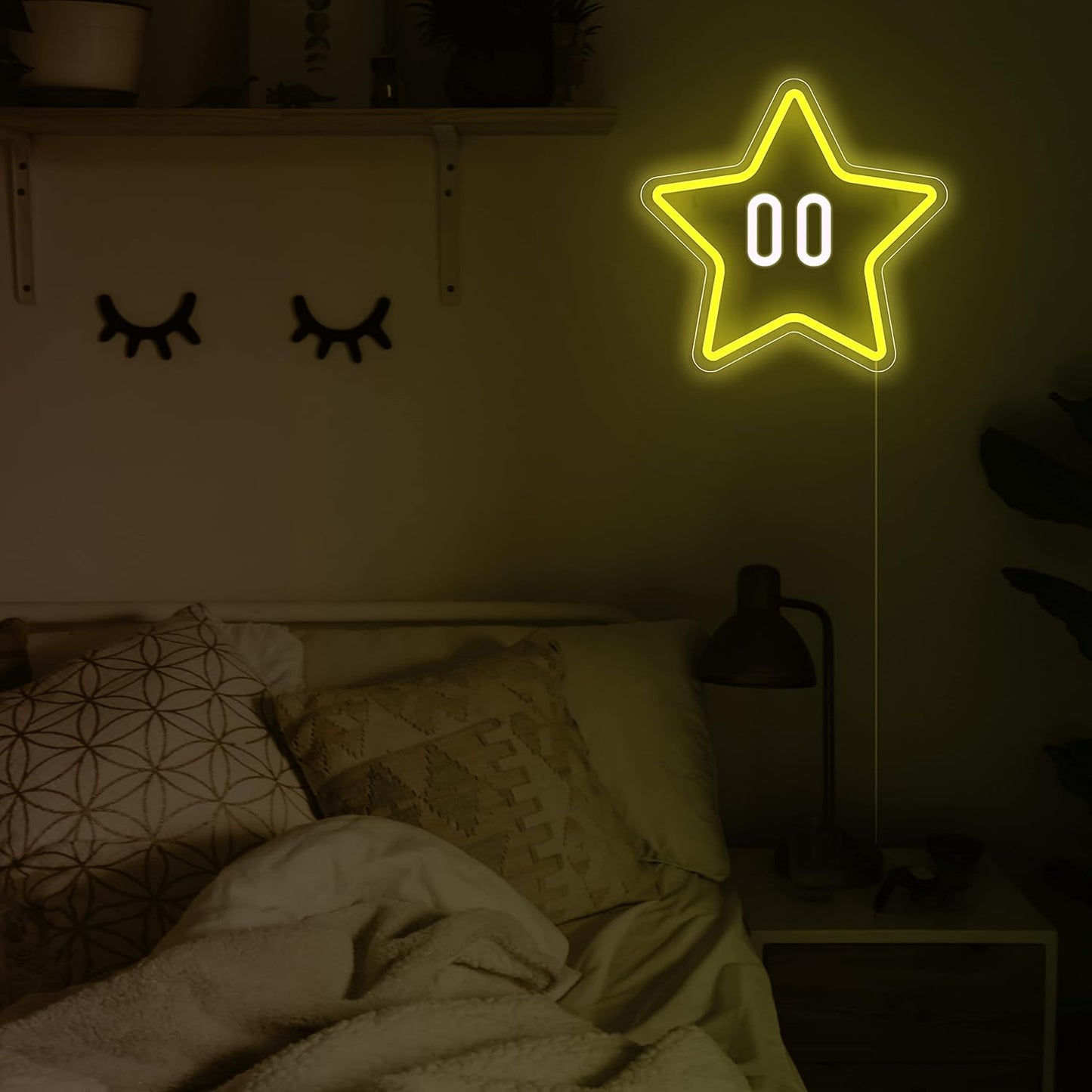 Yellow Star Neon Sign - LED Wall Light for Gaming Room & Kids' Room Decor - Deen neon