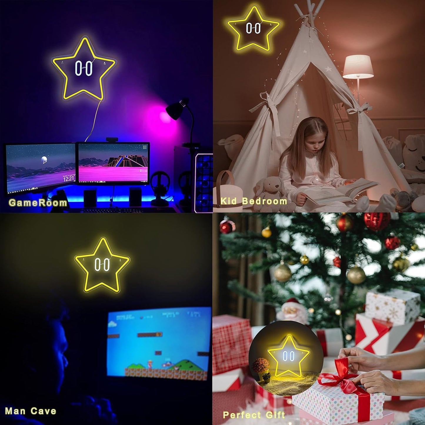 Yellow Star Neon Sign - LED Wall Light for Gaming Room & Kids' Room Decor - Deen neon