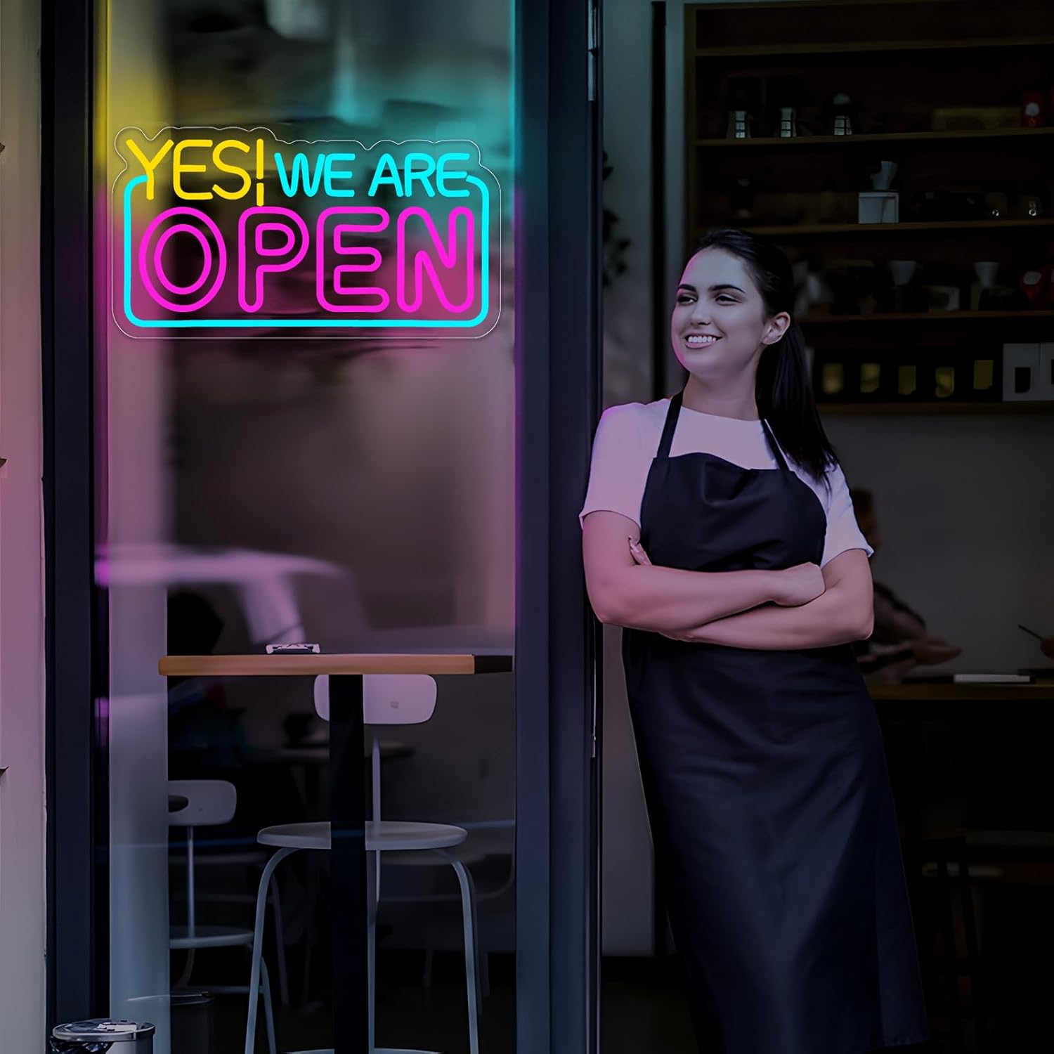 Yes! We Are Open neon sign – LED business shop sign for restaurants, coffee shops, bars, and retail stores