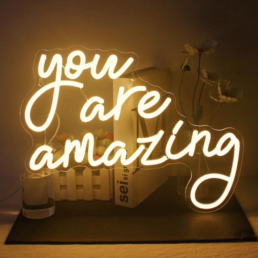 LED neon sign with the words "you are amazing" – inspirational wall decor