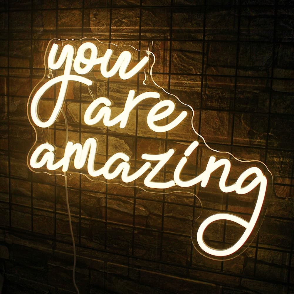 LED neon sign with the words "you are amazing" – inspirational wall decor