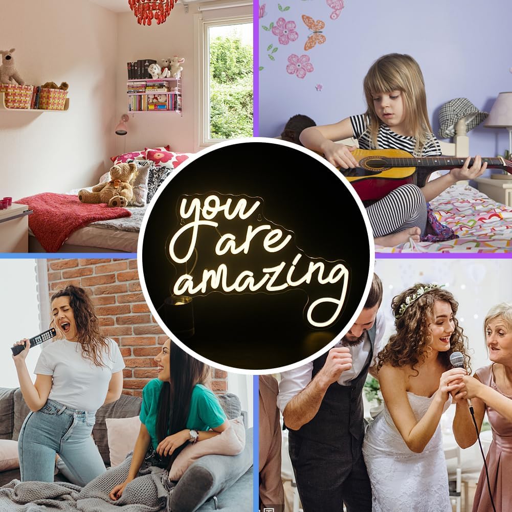 LED neon sign with the words "you are amazing" – inspirational wall decor