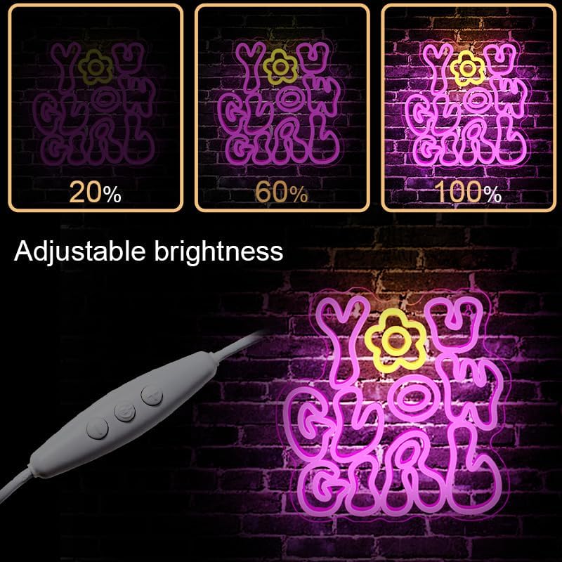 You Glow Girl Neon Sign - Pink LED Wall Light for Bedroom, Beauty Room & Aesthetic Decor - Deen neon