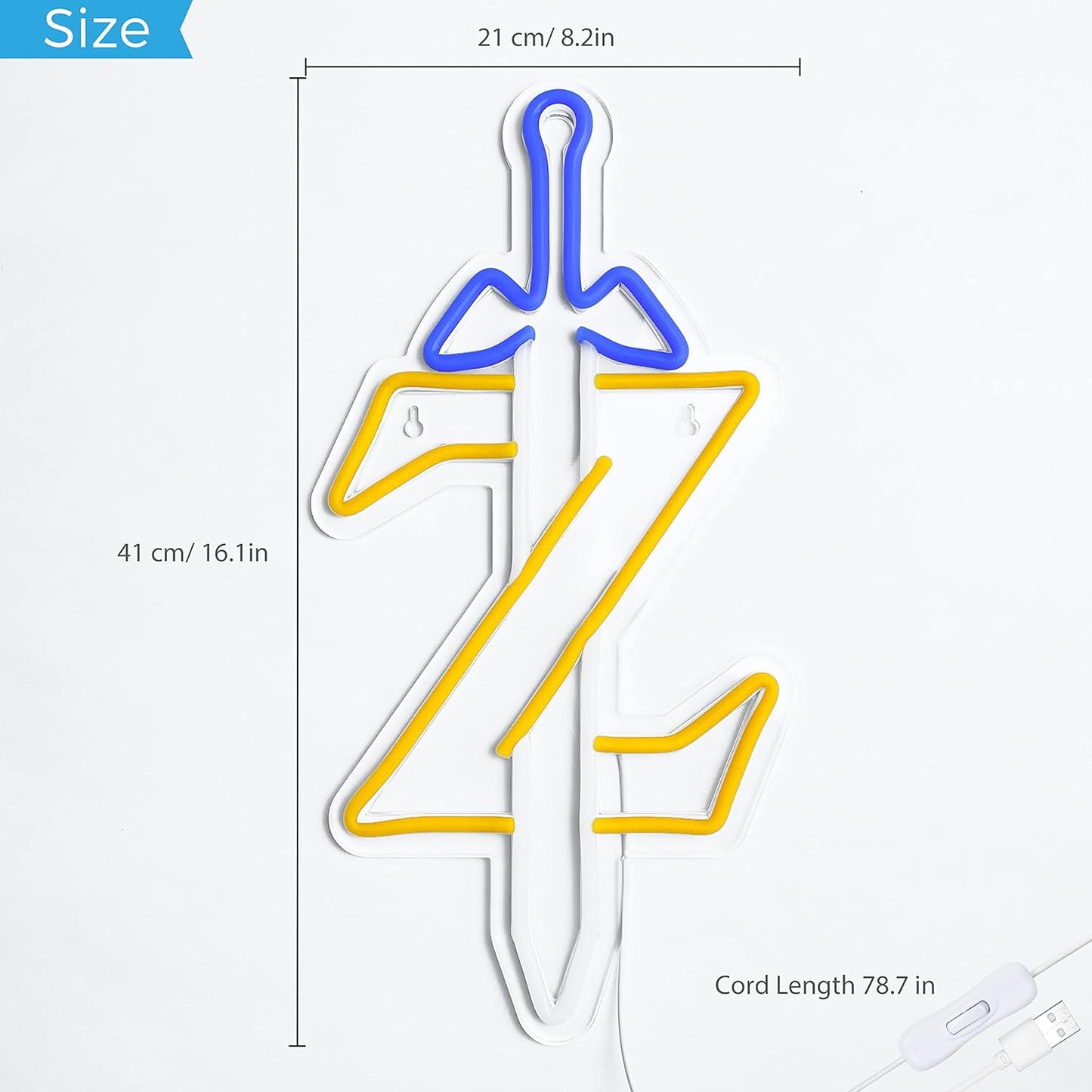 Zelda sword and Z neon sign – LED gaming wall light for gamers and collectors