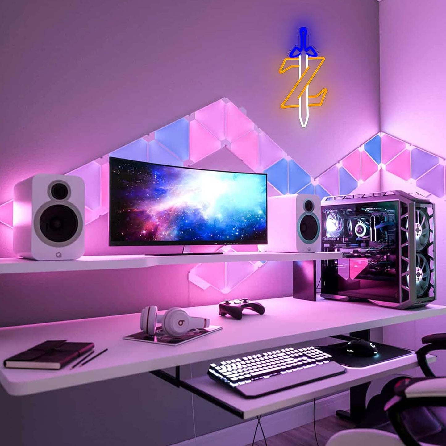 Zelda sword and Z neon sign – LED gaming wall light for gamers and collectors