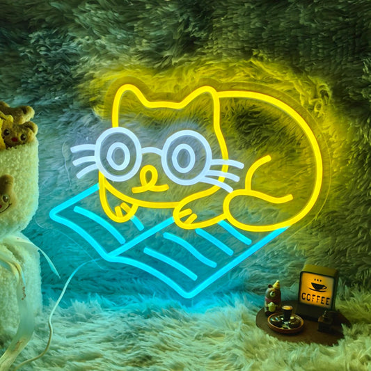 Why the Laid-Back Reading Cat Neon Sign Is the Perfect Decor for Cozy Book Lovers