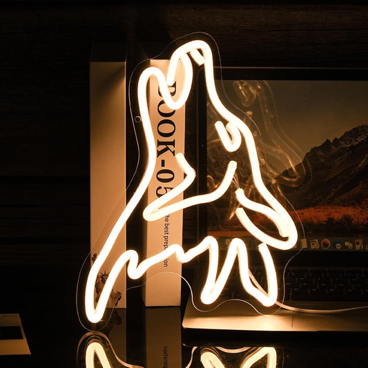 Unleash Your Space: Howling Wolf Neon Sign for Bedroom, Bar & Game Room Decor