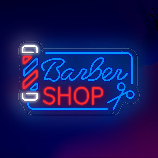 Barber Shop Neon Signs for Wall Decor, Barber Neon Lights Led Business Signs Suitable for Hair Salon Barber Art Decor Gift for Family, Friends and Boys, 16.73 * 10.4In - Deen neon