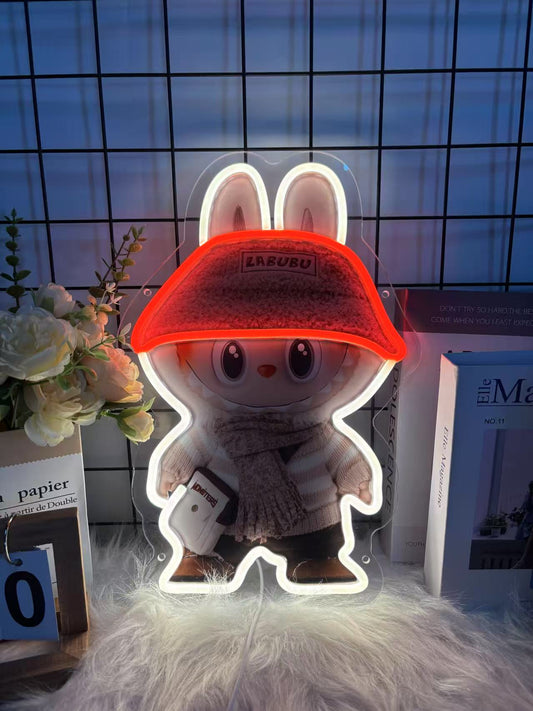 Labubu Cozy Winter Neon Sign – LED Night Light for Collectors & Fans