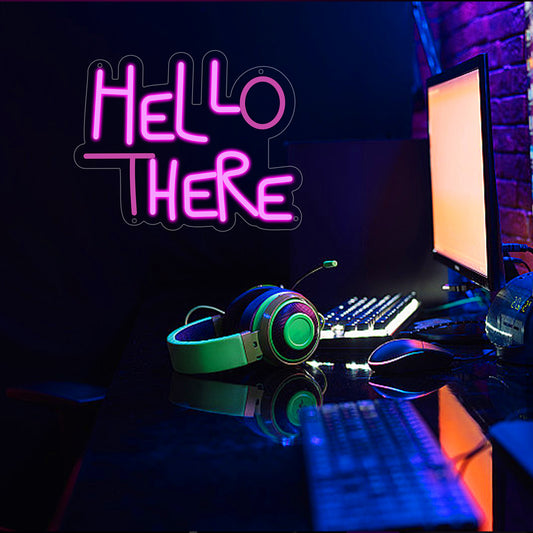 Hello there Neon Led Sign, Pink Neon Signs for Wall Decor, Letter Neon Lights with USB Powered for Room Decor, Bedroom, Office, Gym, Livingroom - Deen neon