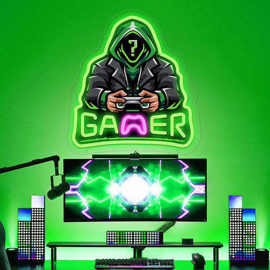 Gamer green Neon Sign for Wall Decor,Kids USB Powered Basketball Led Sign, Reusable Basketball Light Up Sign for Boys and Girls, Light Up Sign for Bedroom and Livingroom - Deen neon
