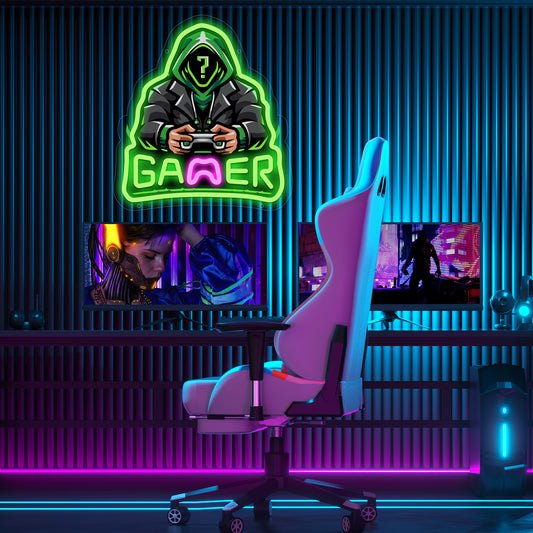Gamer green Neon Sign for Wall Decor,Kids USB Powered Basketball Led Sign, Reusable Basketball Light Up Sign for Boys and Girls, Light Up Sign for Bedroom and Livingroom - Deen neon