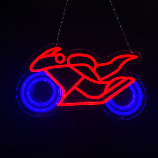 Motor Neon Signs for Wall Decor Poker Teens Led Neon Light Blue White Usb Light Sign for Bedroom Casino Bar Hotel Play Room Birthday Party Decor - Deen neon