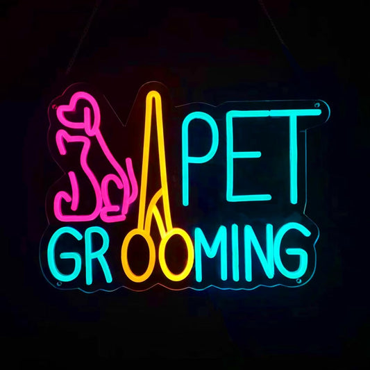 Pet Shop Neon Signs for Wall Decor, Pet grooming Neon Lights Led Business Signs Suitable for Pet grooming Art Decor Gift for Family, Friends and Boys - Deen neon