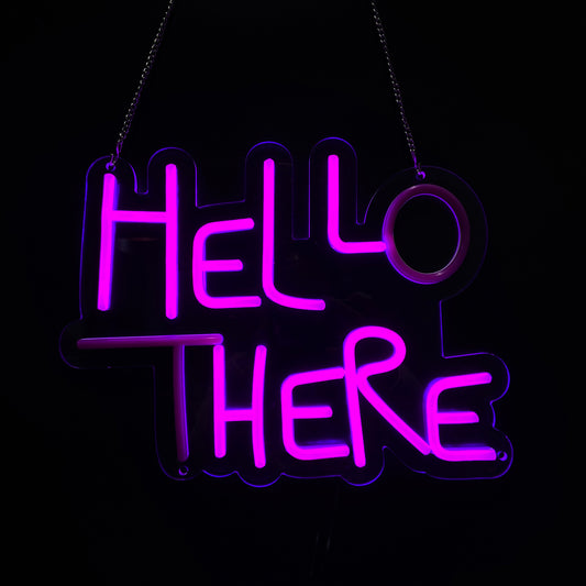 Hello there Neon Led Sign, Pink Neon Signs for Wall Decor, Letter Neon Lights with USB Powered for Room Decor, Bedroom, Office, Gym, Livingroom - Deen neon